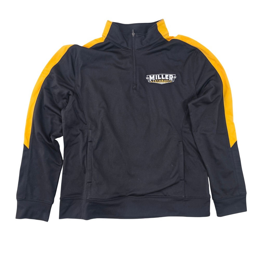 Augusta Sportswear Womens Medium Black Yellow Quarter Zip Miller Earthworks‎ Top